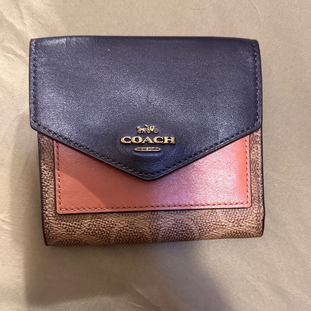 Coach Women's Navy, Pink, and Brown Wallet
